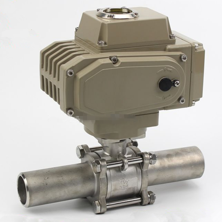 電動帶管三片對焊球閥